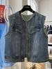 Women's Chic Denim Vest - Versatile Round Neck, Single-Breasted, Casual Spring/Summer Style