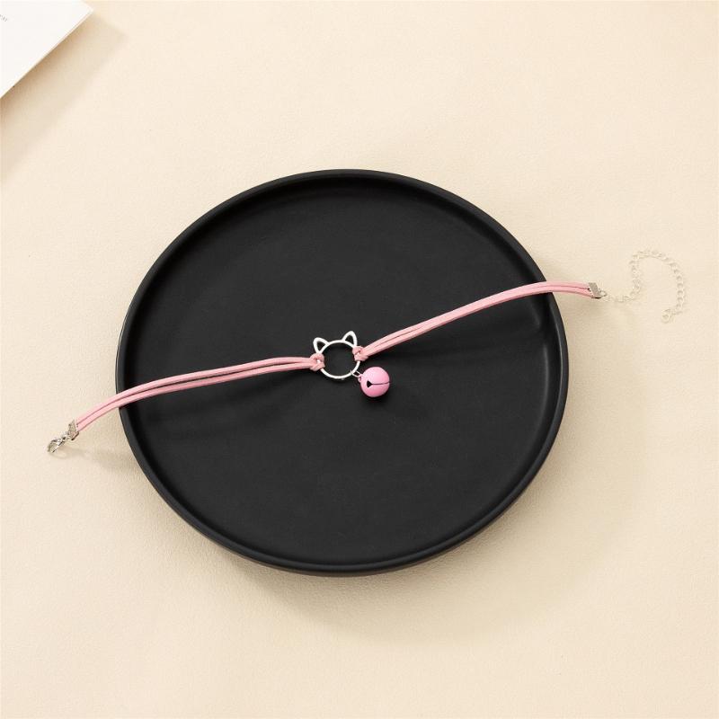 Schwarze Samt-Katzen-Glocken-Choker-Halsketten für Damen Mädchen Süß Niedlich Einfache Halsbänder Schlüsselbein-Halsketten Hochzeitsfeier Modeschmuck