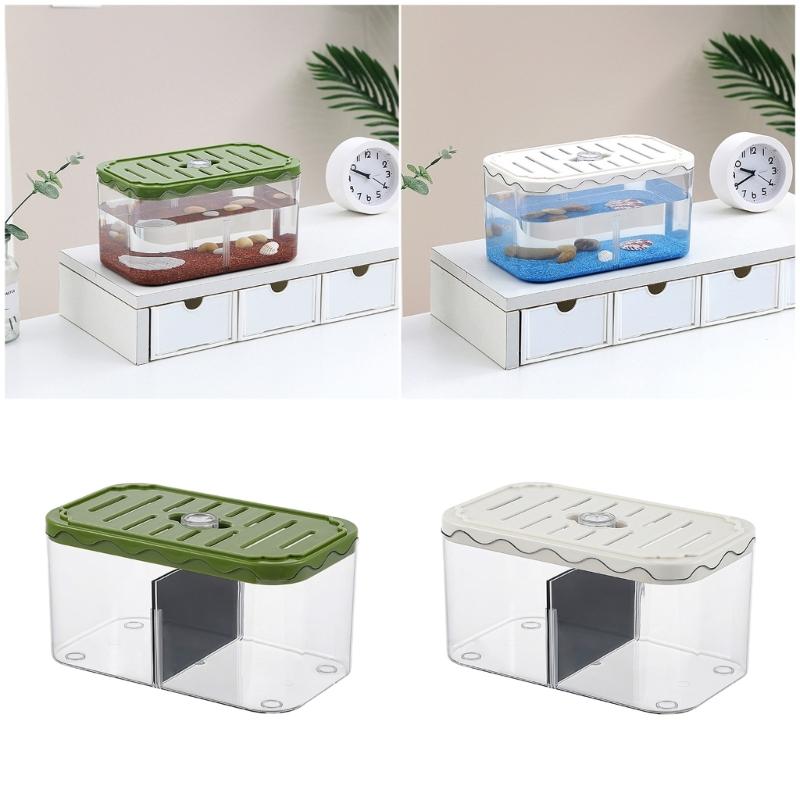 Tabletop Fish Tank Aquarium Breeding Box with Removable Divider Box for Shrimp Baby Fishes Guppy Accessories