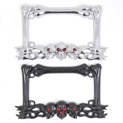 Skull Decor Motorcycle License Plate Frame Universal Fit 9inchx5.5inch