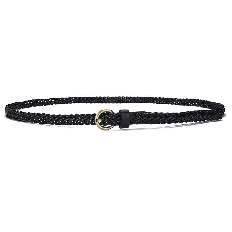 Womens Trendsetting Fine Woven Waist Belt In Classic Colors With Unique Buckle Bronze