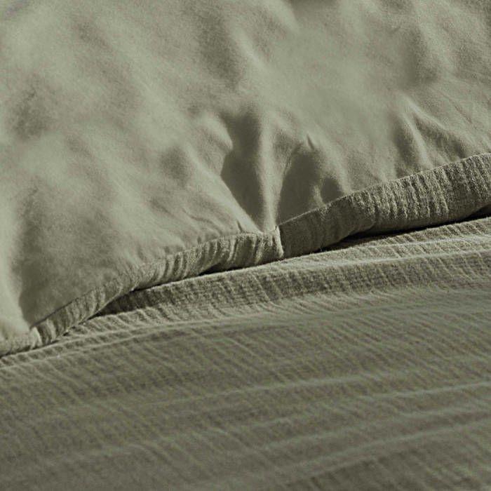 Parure de lit - Housse de couette 220x240 cm - 2 taies 63x63 cm - Gaze de coton - Kaki