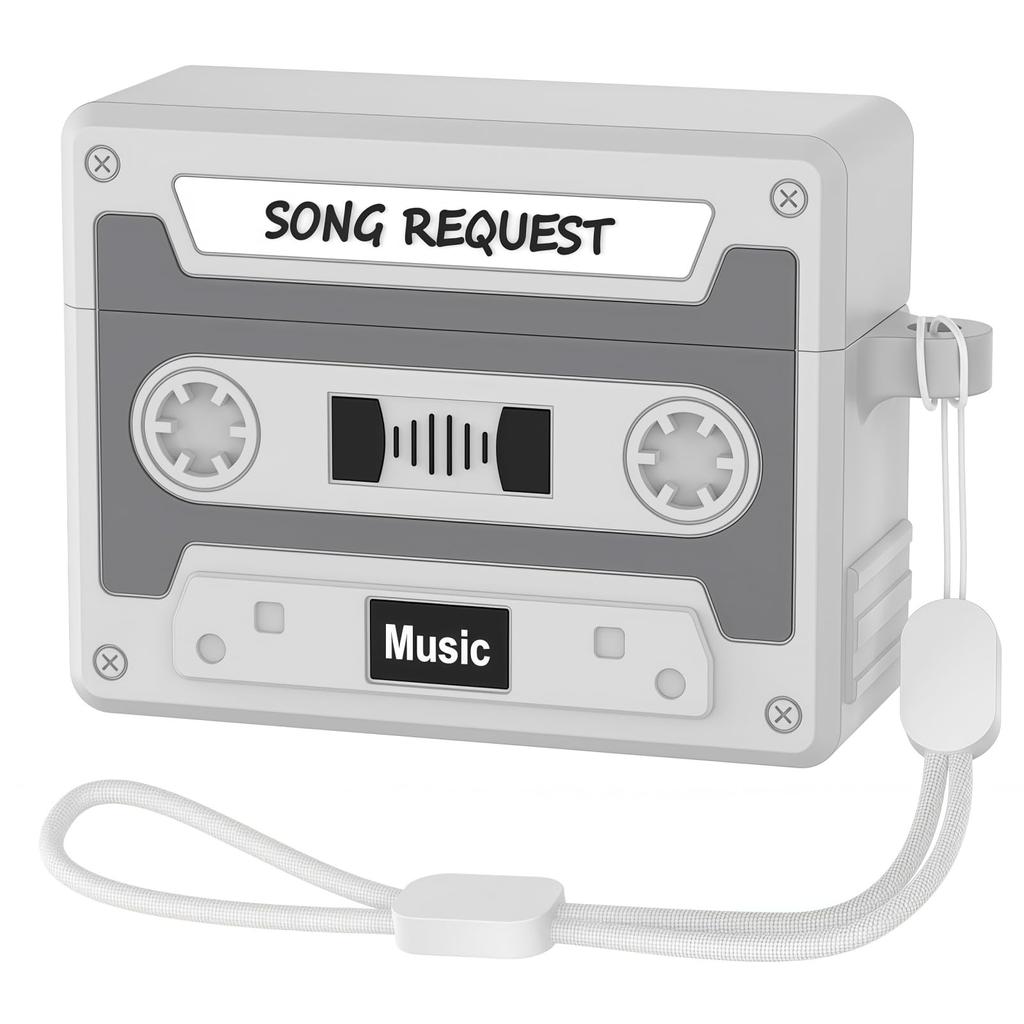 3D Retro Case For AirPods Pro 3 Music Cassette Tape Design with Rope Soft Silicone Earphone Protective Case For AirPods Pro 3