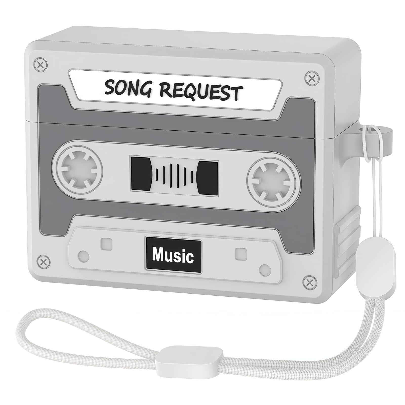 

Retro Cassette Case For AirPods Pro 3 (2025) with Rope Soft Silicone Earphone Shockproof Protective Case Cover For AirPods Pro 3 for Airpods Pro 3 сірий колір