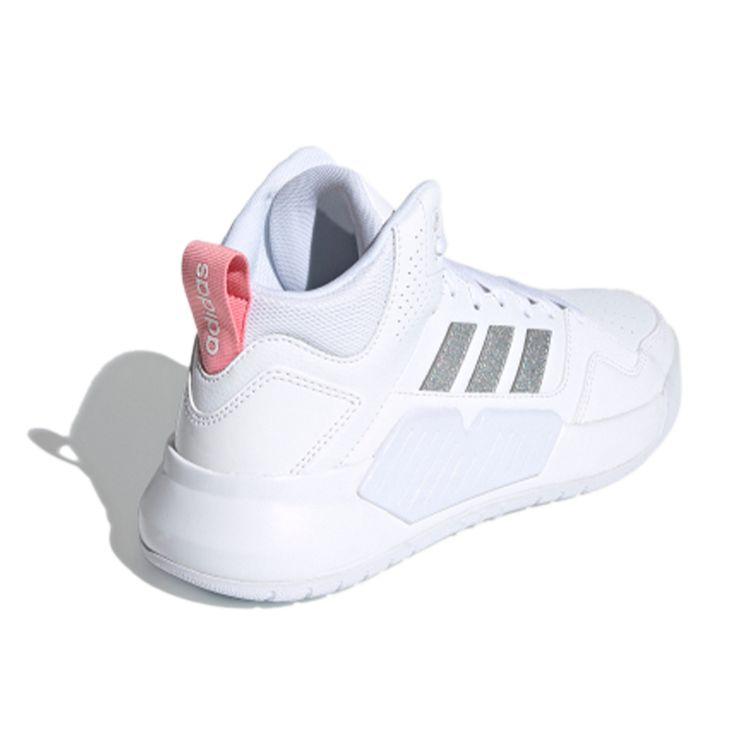 Adidas Neo Play9tis 2 Comfortable Casual Durable Mid-Top Skate Shoes Women Sneakers White Silver Pink FZ1043