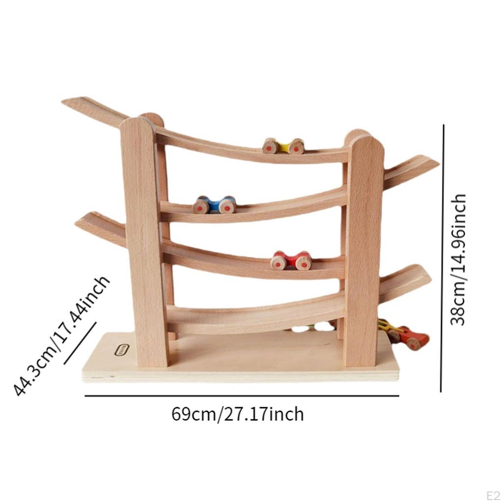Wooden Race Track Car Ramp Racer, Vehicles Playset, Leisure Toys Montessori for Kids