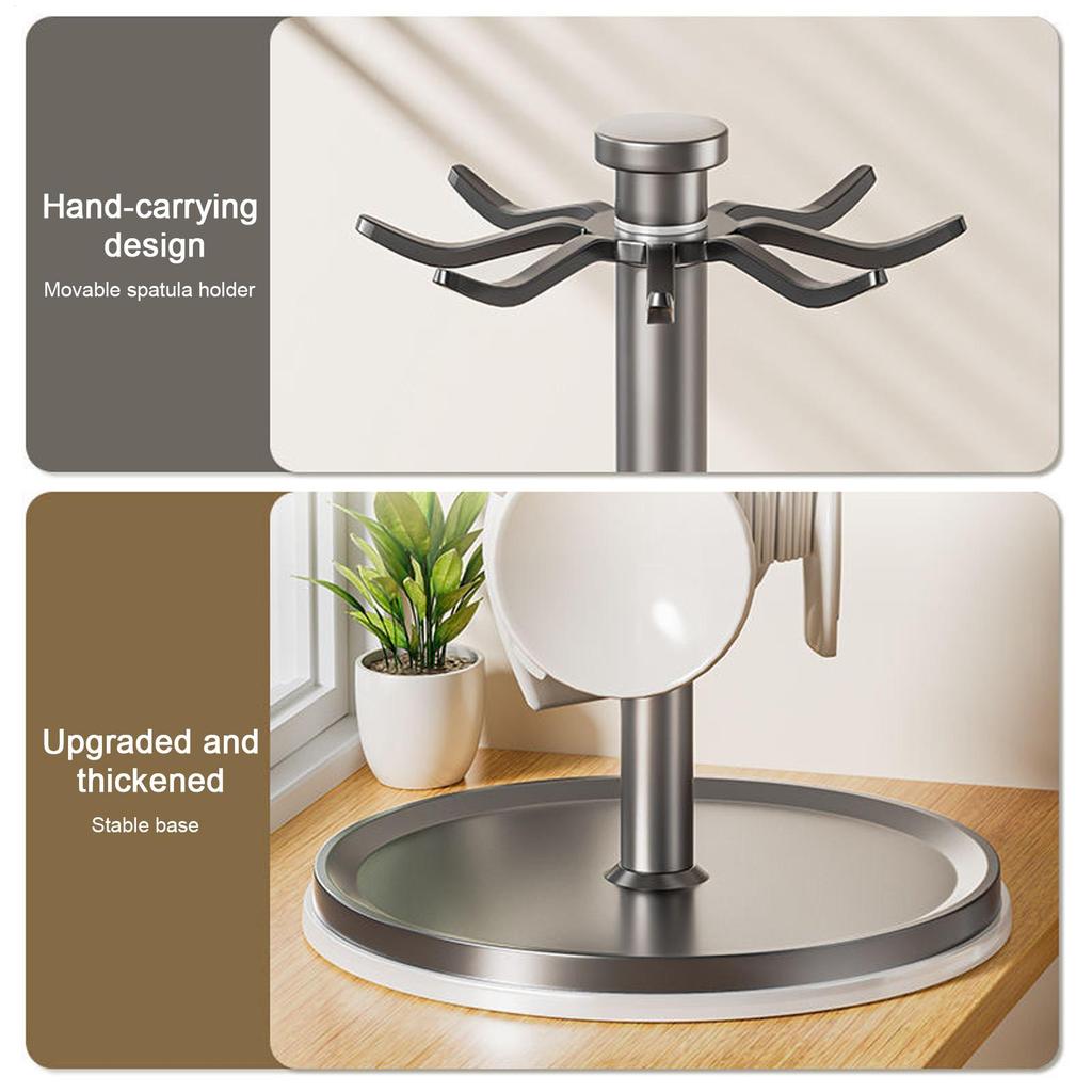 Pojemnik na przybory kuchenne na blat z 8 haczykami Stojak na sztućce Obrót o 360 stopni Pojemnik na przybory kuchenne do mieszania Dom