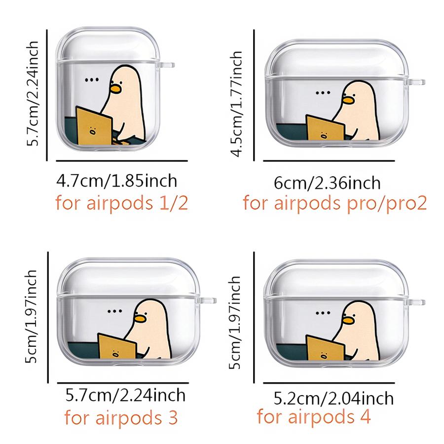 Cute Duck Clear Earphone Cases Cover Case For Airpods 1 Pro2 4 Pro 2 Pro3 3