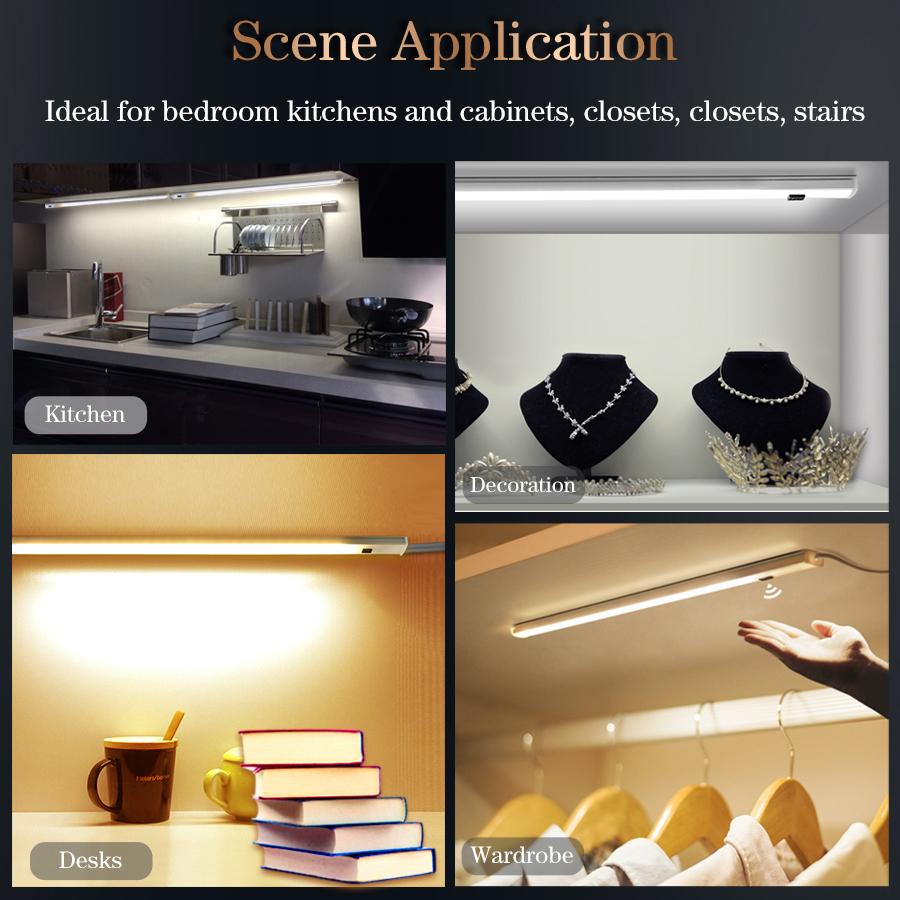 Hand Sweep Induction 3 Color Temperature Wall Lamp USB Aluminium LED Bar Light Induction Switch Wardrobe Kitchen Closet Light