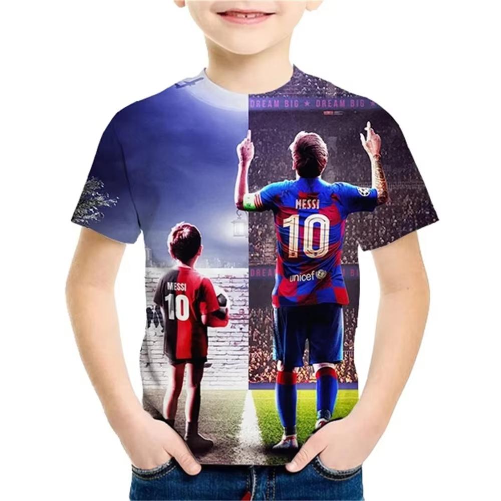2025 Vară Nou la Modă Tricou pentru Copii Imprimat 3D Popular Starul de Fotbal Messi Cool Băieți și Fete Casual Mânecă Scurtă
