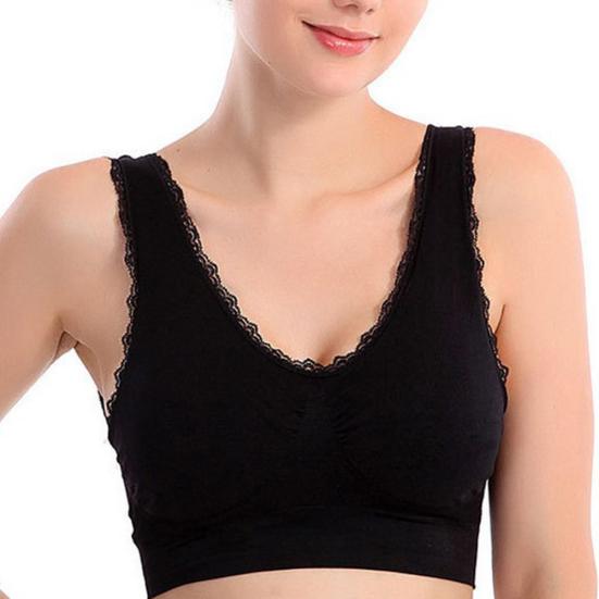 Jednobarevné dámské krajkové lemování Bezešvé vycpané drátěné podprsenky Crop Top spodní prádlo