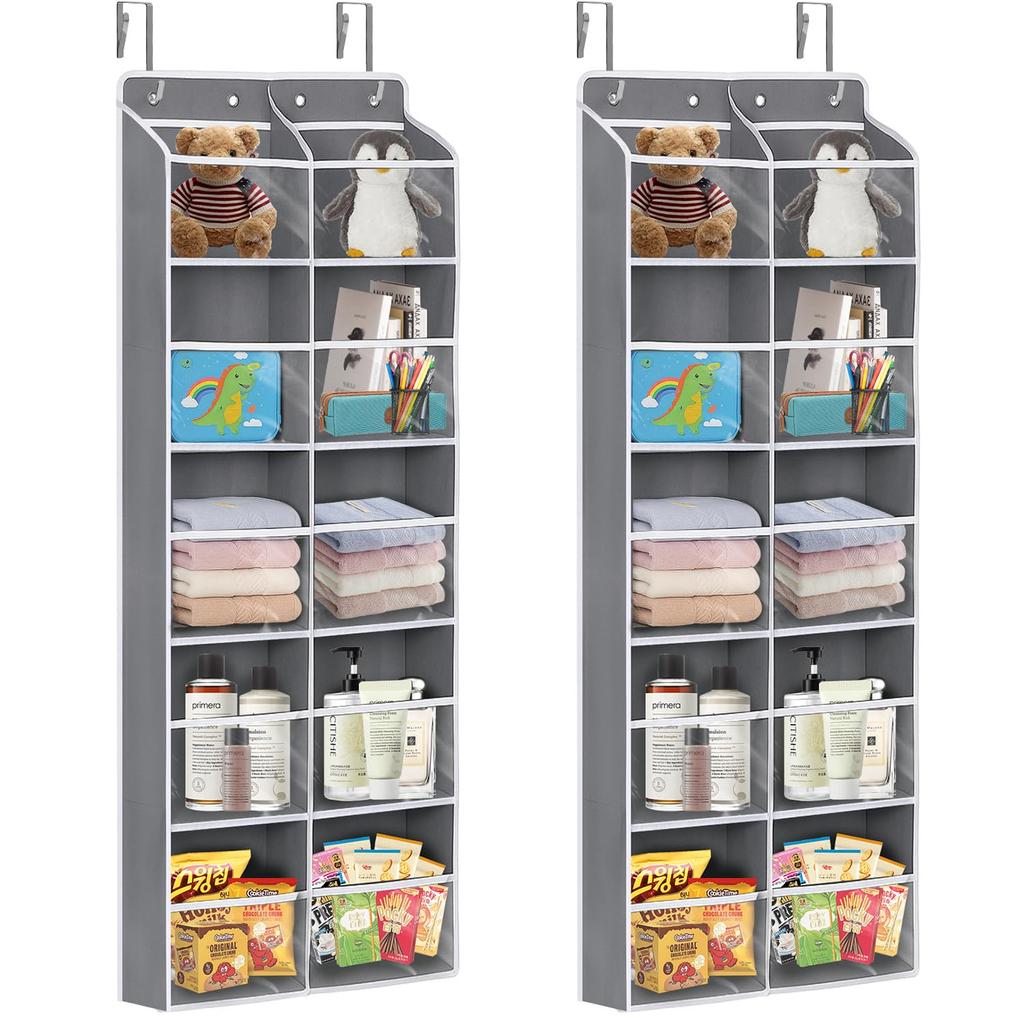 IPOW Storage Large Hanging with PVC for and Includes 8 Hooks 2-Pack Over-the-Door Hanger, Wall-Mounted, 5-Tier Pocket, Capacity, Storage, Non-Woven
