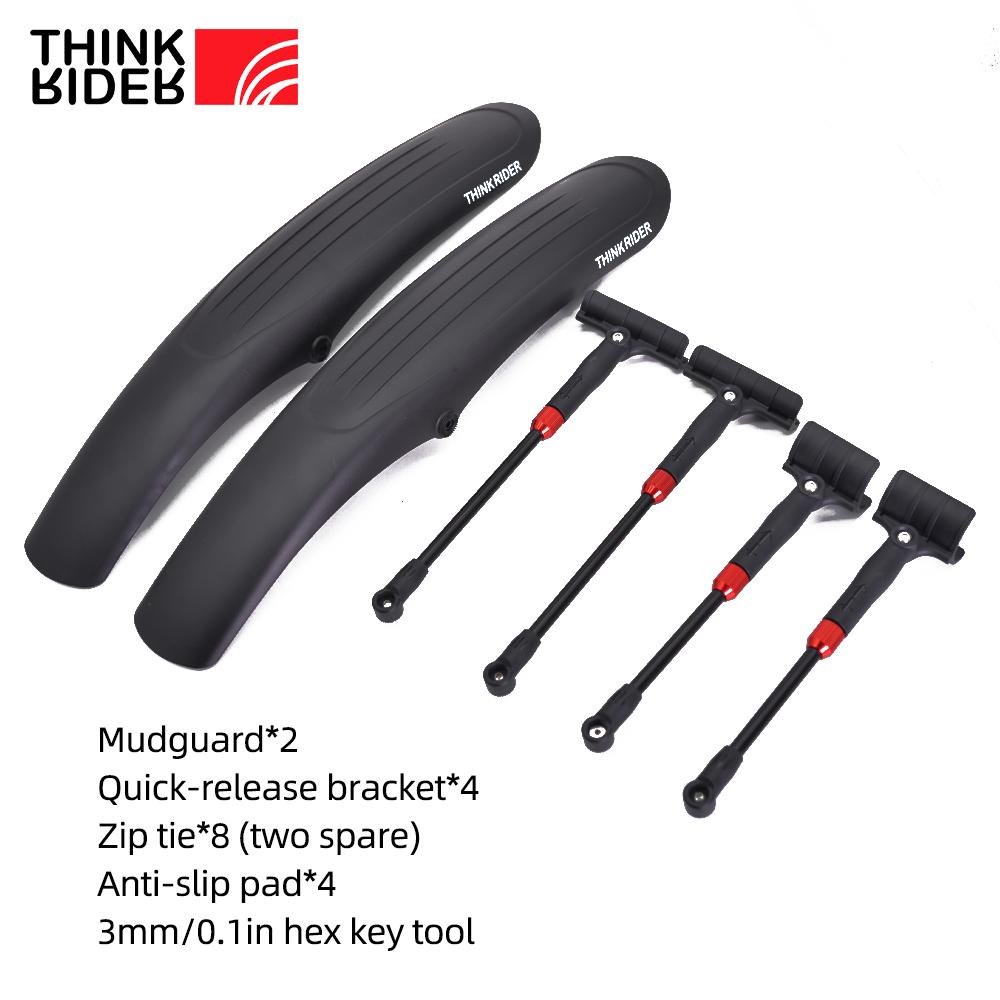 

ThinkRider Mountain Bike Mudguard Widen Quick Release 26-29 дюймов Прочный Lnnovative Установка Fender Bicycle Accessories чёрный