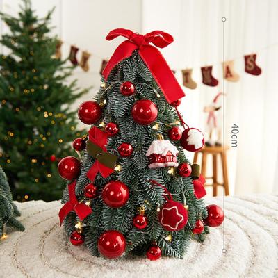 Mini Julgran Liten Bordsmodell Konstgjord med Prydnader Kulor, DIY