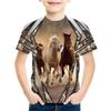 Summer Round Neck 3D Horse Pattern Printed Top Fashionable Casual Short Sleeved Children's Boy T-shirts
