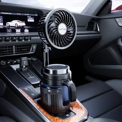 Auto-Getränkehalter mit 4-Zoll-Kühlluftventilator, 2 Geschwindigkeiten, 360°-Drehung, 2-in-1-Auto-Getränkehalter-Expander für Flaschen, Tassen, Getränke