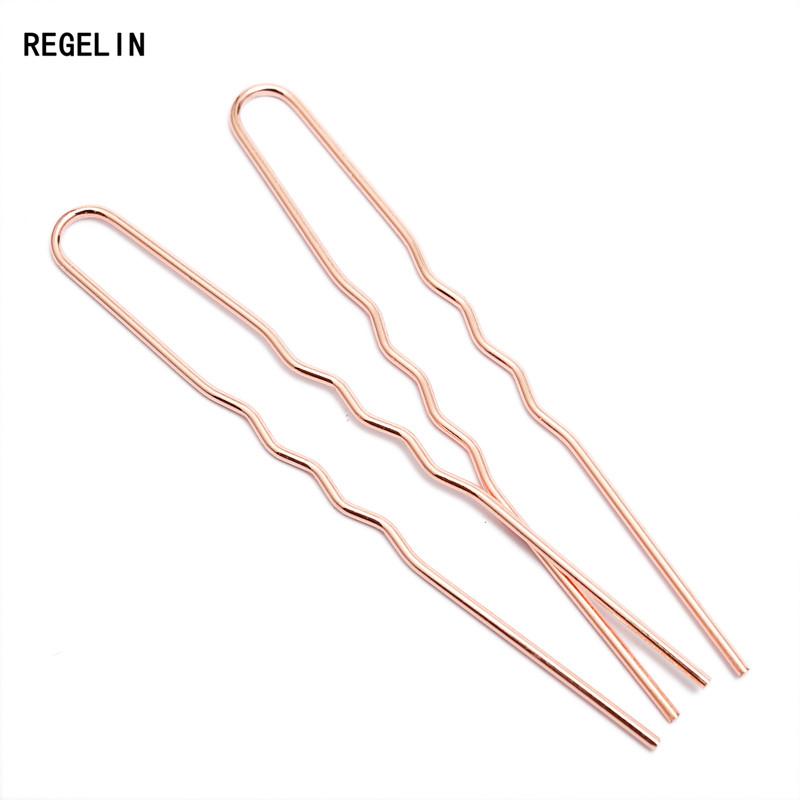 REGELIN 70mm*1.2mm Rohmessing Roségoldfarben Haarnadeln U-Form Leere Fassung für Damen Schmuck Großpackungen 50 Stück/Lot
