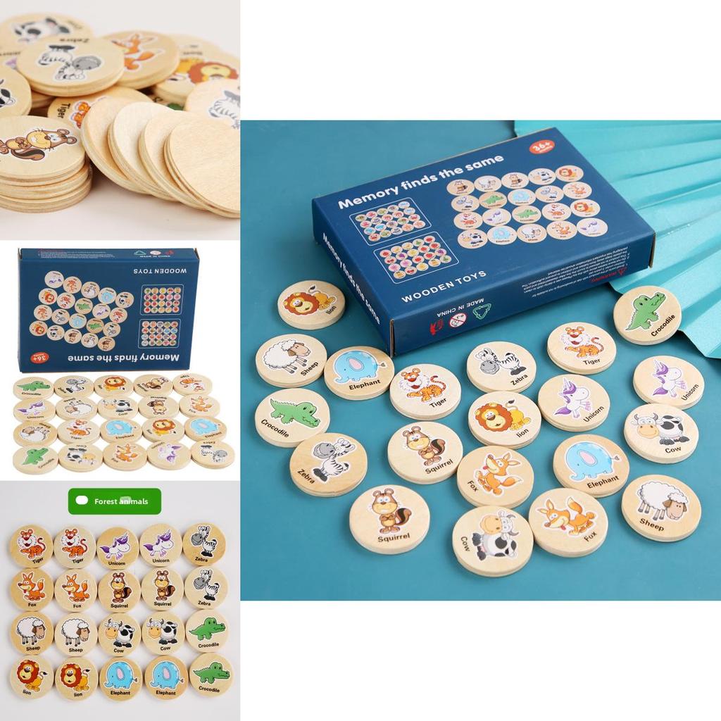 Wooden Educational Matching Puzzle For Children With Forest Animal Fruit Theme For Early Learning