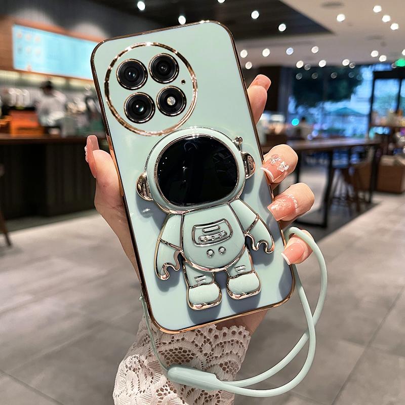 

Чехол-кошелек Astronaut для Oneplus 13, роскошный гальванический чехол из ТПУ с мягкой задней крышкой, противоударный бампер для Oneplus 12 Pro 11 Pro 11R For Oneplus 11R зелёный