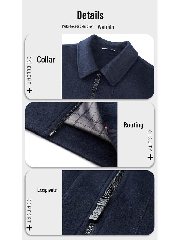 Men's High-End Cashmere & Mulberry Silk Wool Coat - Business Casual Lapel Jacket for Autumn/Winter