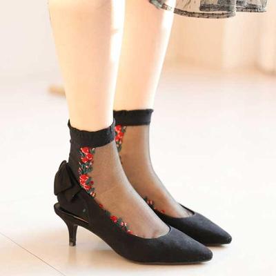 SSRU039_Flower Line Long Neck See-Through Socks