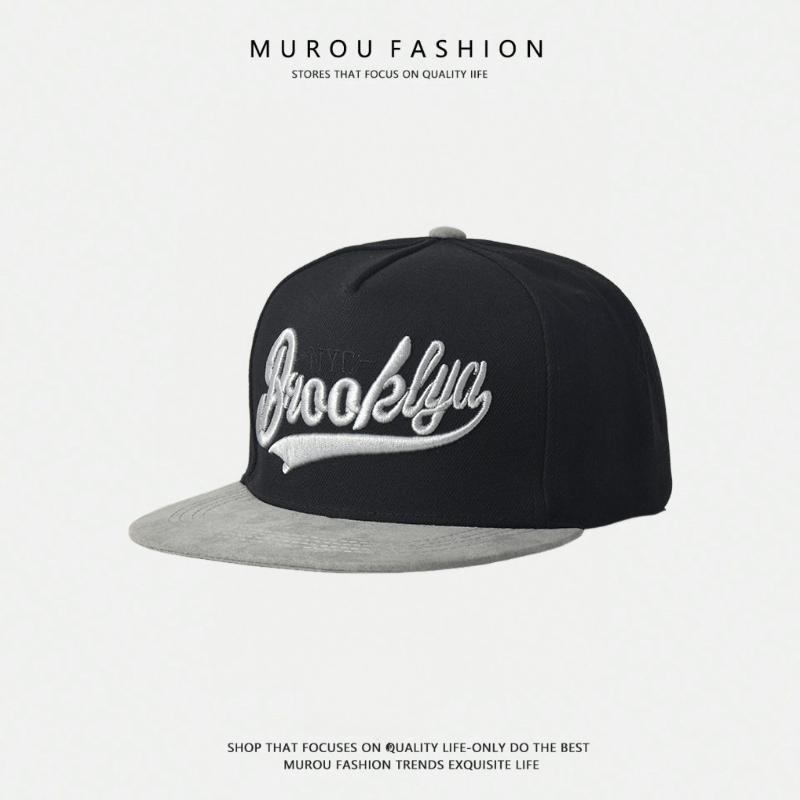 

Unisex Brooklyn Embroidery Hip-hop Hats Flat Sunscreen Hat Outdoor Adjustable Casual чорний