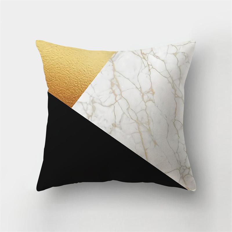 45x45cm Abstract Geometric Print Cushion Cover Marble Pillow Cover Polyester Short Plush Patchwork Sofa Home Decor Cushion Cover