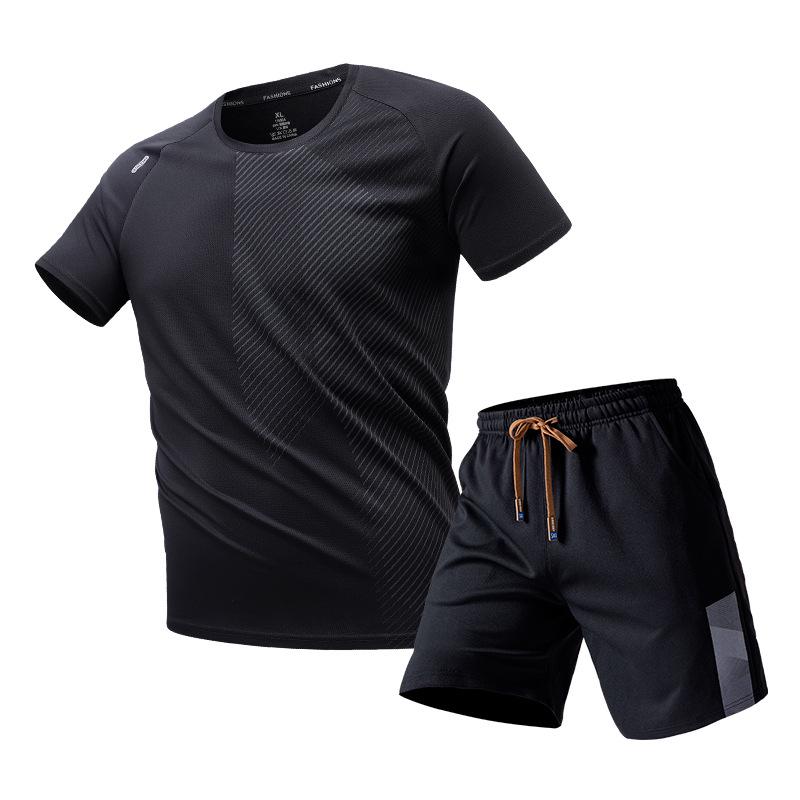 Men's 2026 Quick-Dry Sports Set: Ice Silk Short Sleeve T-Shirt & Shorts