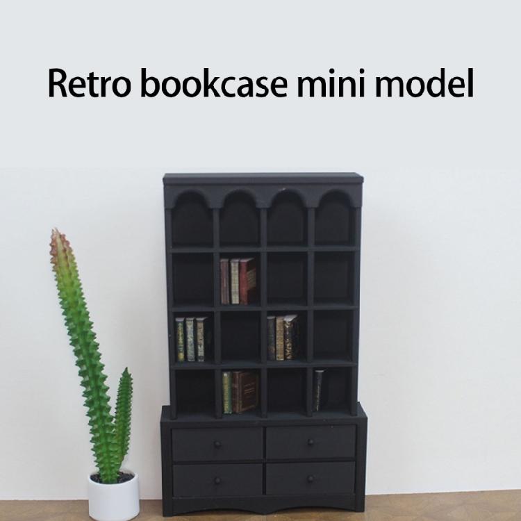 Classical Miniature Bookshelf Cabinet 1/12 Dollhouses Storage Organizer Kids Learning Activity Dollhouses Scene Setting