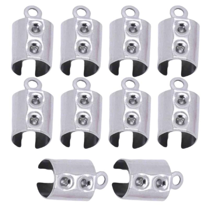 

Jewelry Clamps Stainless Steel Rope Clip Crimp Beads Ends Caps Fastener Craft Supplies For Necklace Bracelet Making 6mm