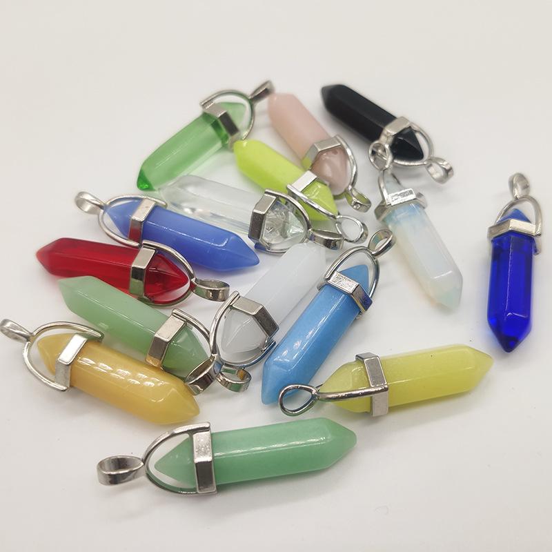 Crystal Hexagonal Pendant Necklace - European & American Popular Luminous Bullet Head Design