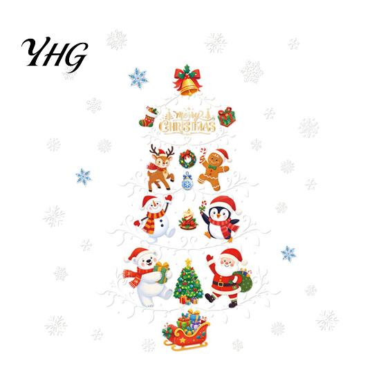 Holiday Decoration for Glass Doors Reusable Christmas Window Clings, Double Sided PVC Static Stickers, Snowman Snowflake Elk Reindeer Stickers