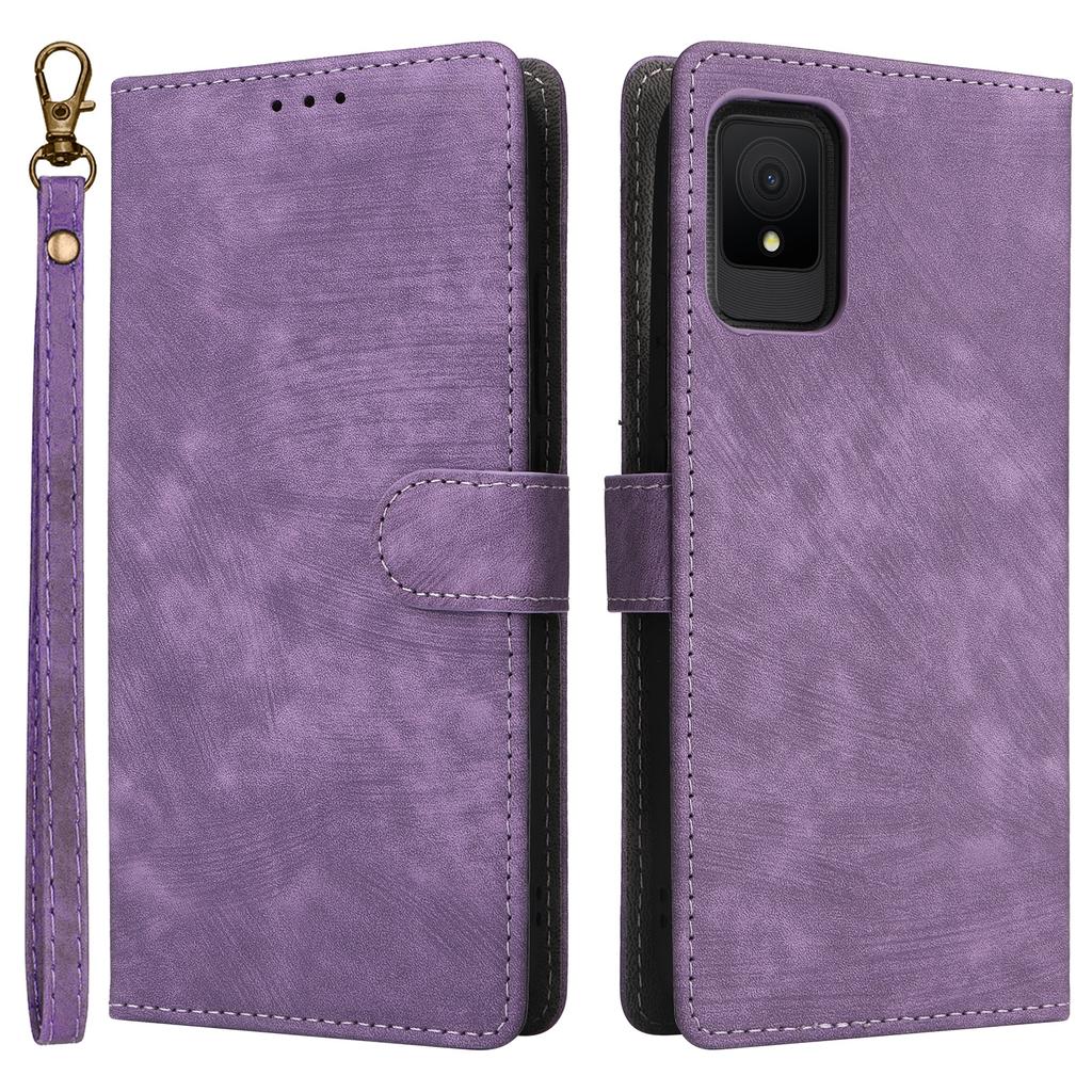For TCL 502 Case RFID Blocking Drop-proof Wallet Phone Cover with Handy Strap