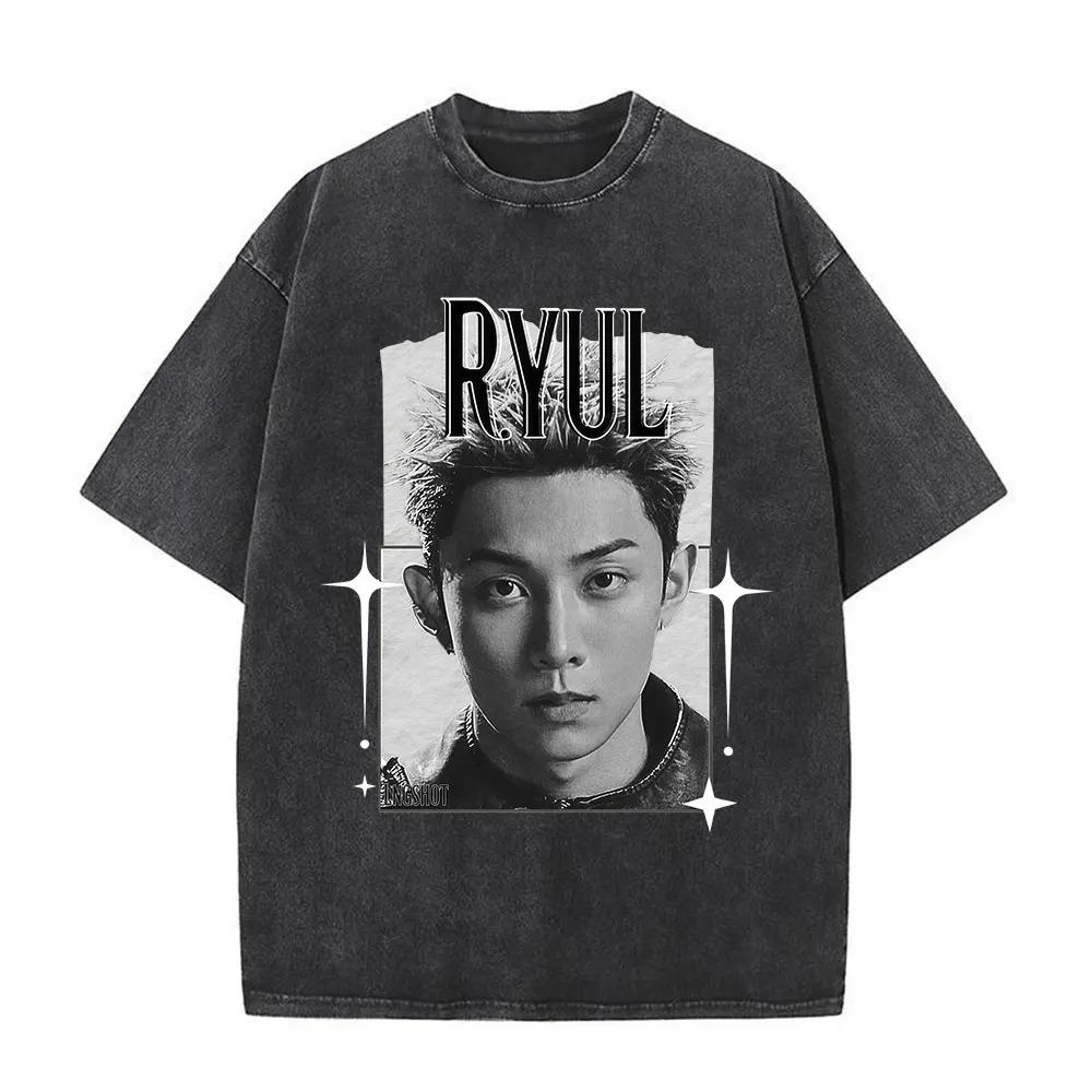 2026 Vintage Washed Korean Kpop Hip Hop Group Lngshot LOUIS T Shirt Men Women Clothing Fashion Hip Hop Short Sleeve Cotton T-shirts
