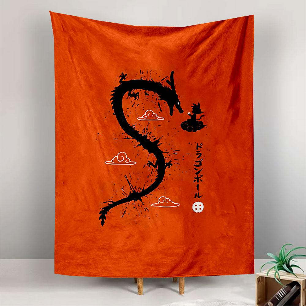 Dragon Ball Ink Dragon Art Tapestry Wall Hanging, Japanese Anime Kanji Poster, Anime Wall Decor for Bedroom Living Room Dorm