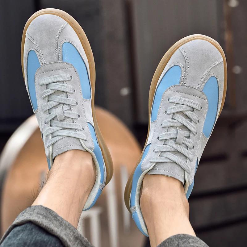 Fashion Men's Flats Genuine Leather Outdoor Daily Vulcanize Shoes Fashion Casual Sneakers Comfort Sports Flats Male Walking Footwear