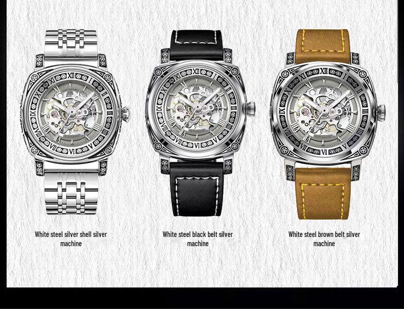 Büyük Kadranlı Aydınlık Otomatik Paslanmaz Çelik Mekanik Saat