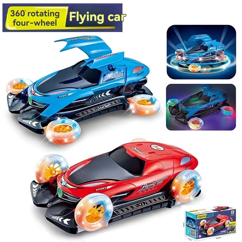 360° Automatic Rotating Four Wheel Flying Car with Dynamic Music And Crane Style Doors, a Electric Toy Vehicle.