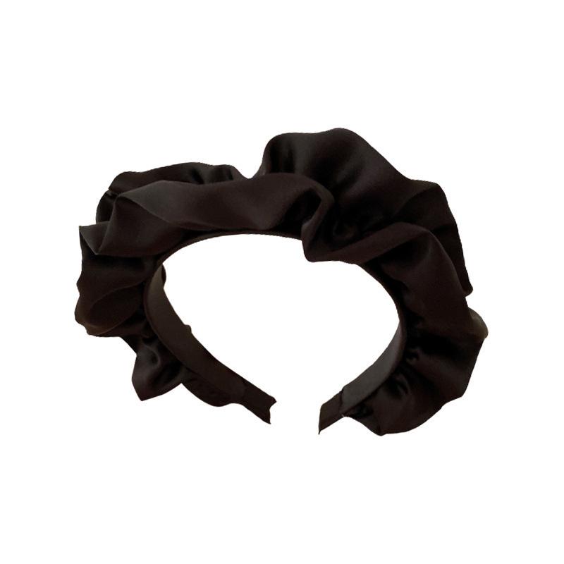Popular Puffy Ruffled Satin Cloth Head Hoop for Women Girls Shopping Party Headband Ins Female Headpiece