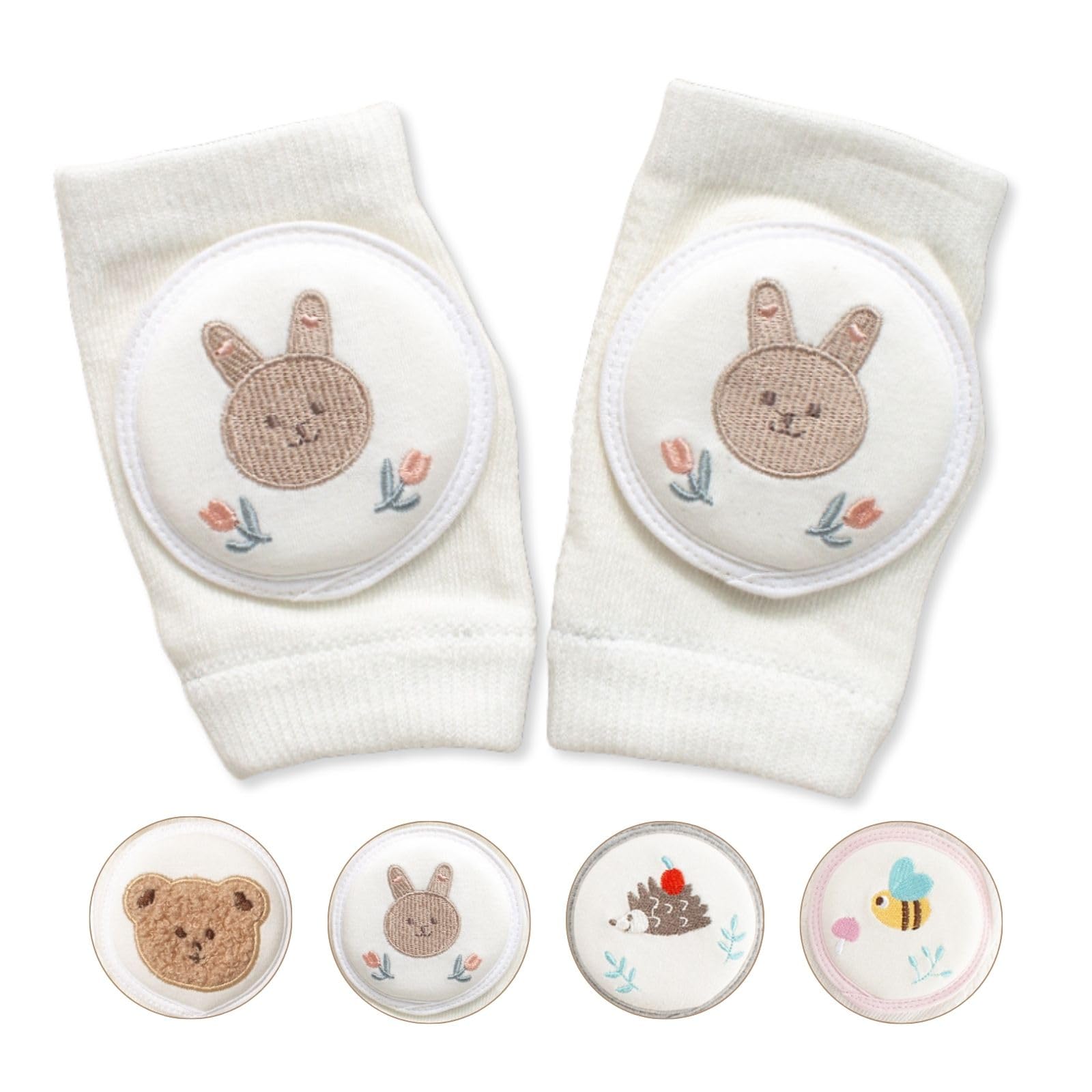 

Trekko Детские наколенники для ползания, поддержка для ползающего ребенка, для ног, 1 пара, накладки, поддержка, рукава, (Кролик)