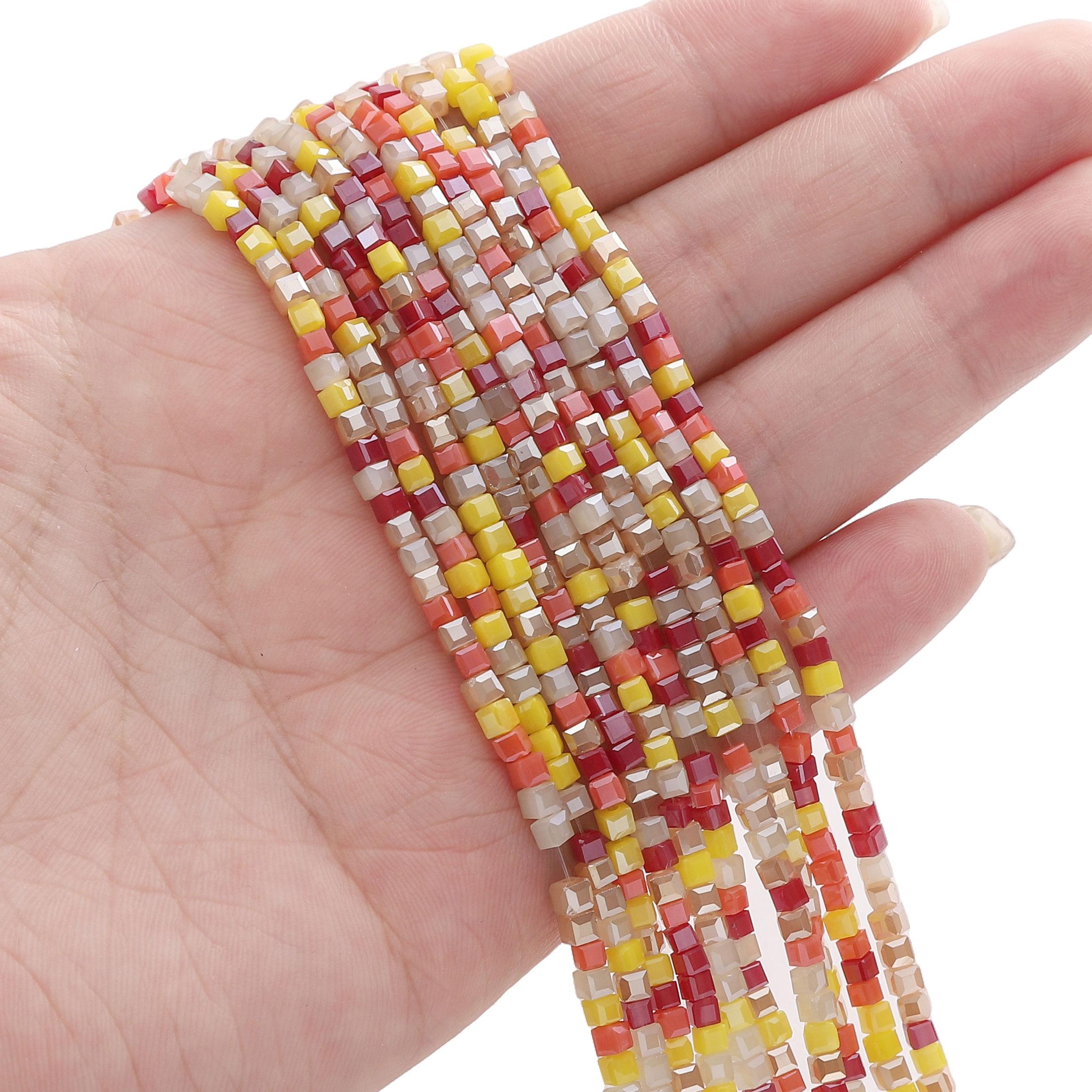 

180 шт. стеклянная поверхность квадратный интервал бусины для DIY браслеты ожерелья изготовление ювелирных изделий Under ripe chestnut tree