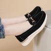 Women Wedge Chunky Shoes Platform Loafers Casual Thick Sole Elevator Slip on Black Shake Shoes Large Size