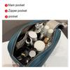 Waterproof Leather Cosmetic Bag Double Zipper Travel Makeup Organizer
