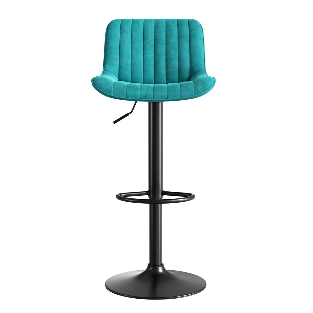 Blue Dining Room Bar Stool Swivel Chairs, Set of 2 - Velvet-Covered, Height-Adjustable, 360 degrees Swivel Function