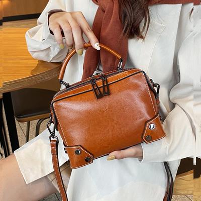 Echtes Leder Boston Kleine Schulter Umhängetaschen Für Frauen Trend Designer Kissen Tote Damen Handtaschen
