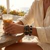 Vintage Punk Black Dripping Oil Metal Enamel Bangles For Women Geometric Wide Chunky Cuff Bracelets Party Aesthetic Jewelry