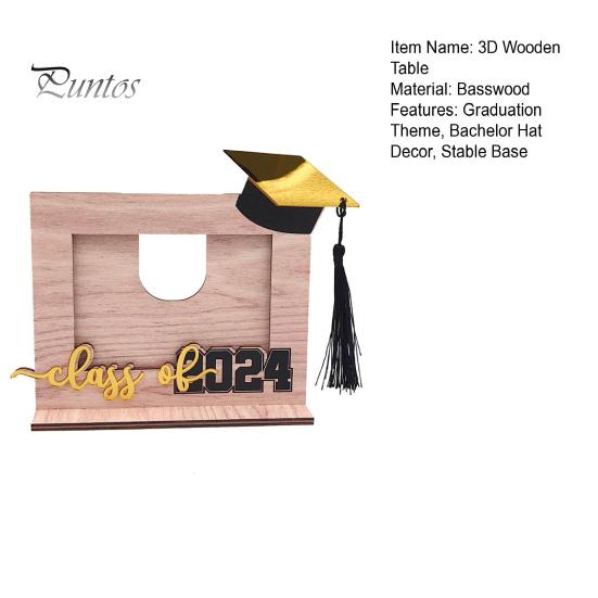 Prémiový 3D Dřevěný stůl Maturitní téma Bakalářský klobouk Dekor písma Display Forma Festival dekorace dárek