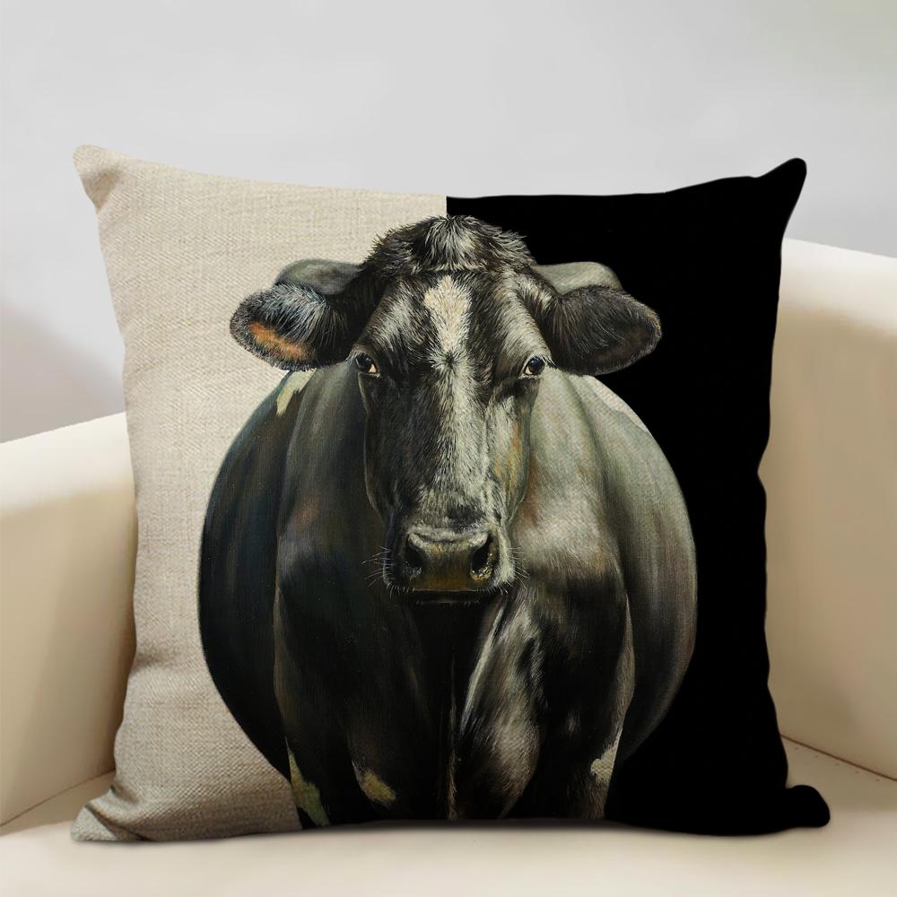 Animal Series Cushion Cover Nice Cow Sofa Decorative Pillow Cover Custom Pillow Case Outdoor Leisure Chair Waist Pillow Case