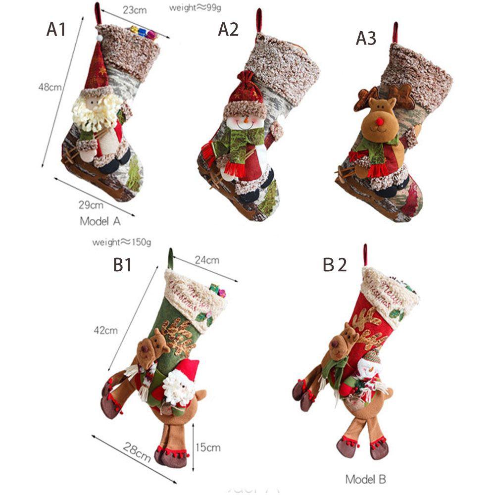 Decoration Plush Christmas Stockings Candy Gift Bag Christmas Ornaments Xmas Tree Hanging Decor