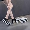 Fashion 8cm Genuine Leather New Women Shoes Platform Heel Platform Sneakers Wedge White Shoes Fashion Women Leather Shoes Canvas  Casual